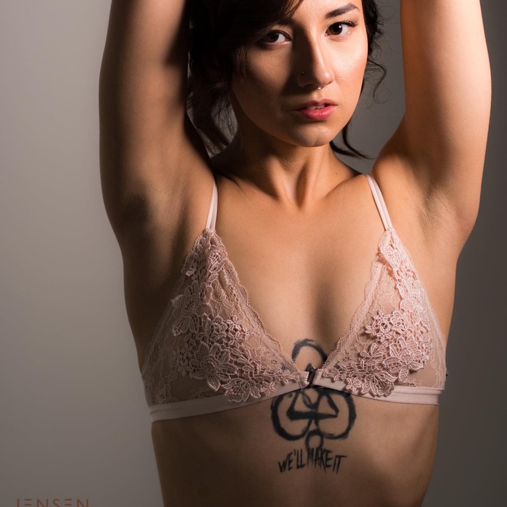 Small embroidered lace sheer bralette